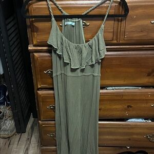 Maurices Olive Green Ruffle Maxi Dress